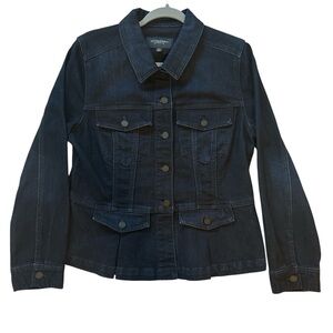 Liverpool Beautiful Blue Cotton Denim Jacket With Ruffled Hem Size Large